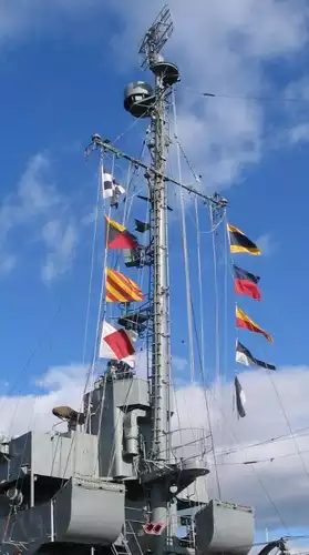 Naval flags on signal bridge